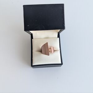 Modern Rose Gold Geometric Open Ring Size 6.5 Adjustable